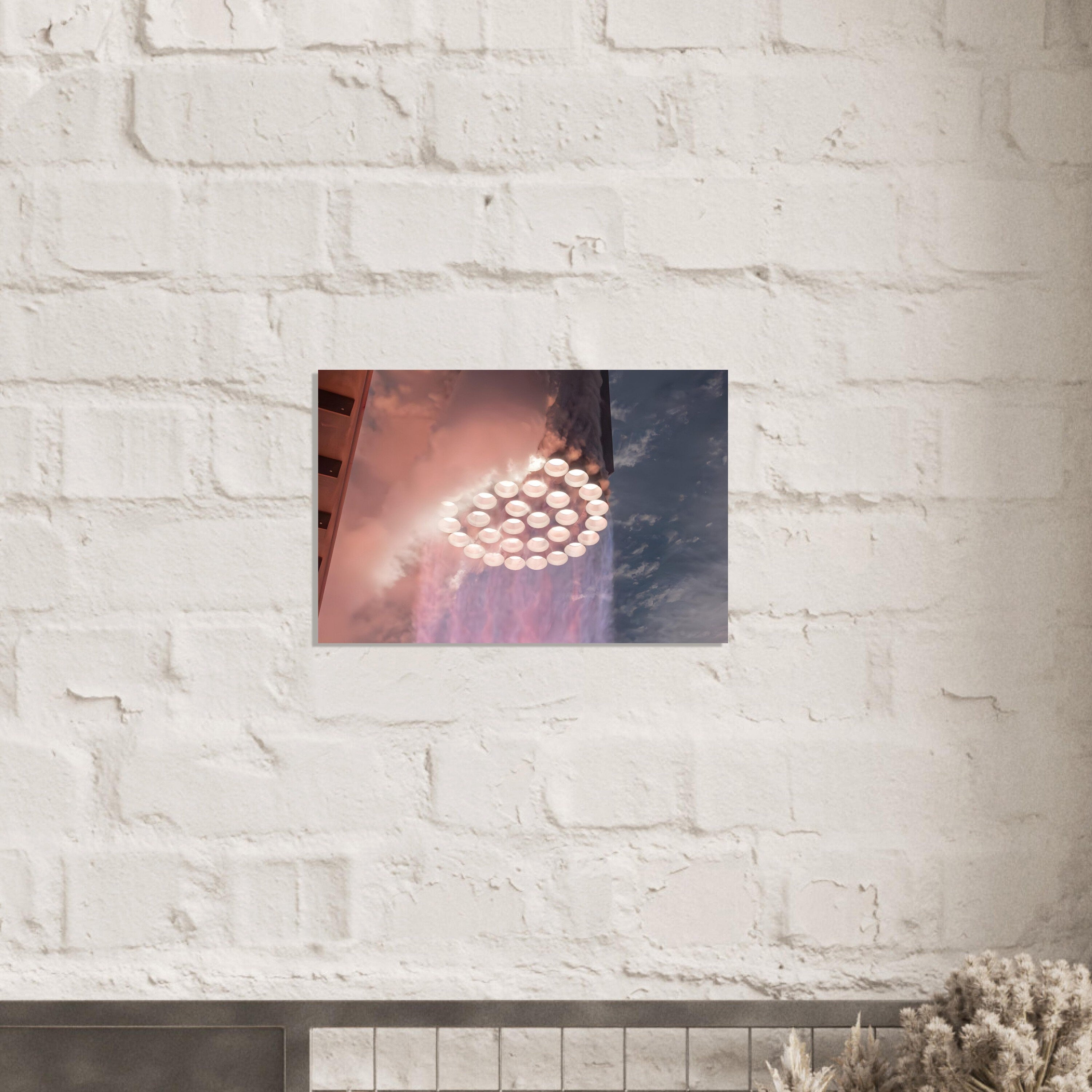 33 Raptor Engines Fire On Superheavy Rocket - Aluminium Poster