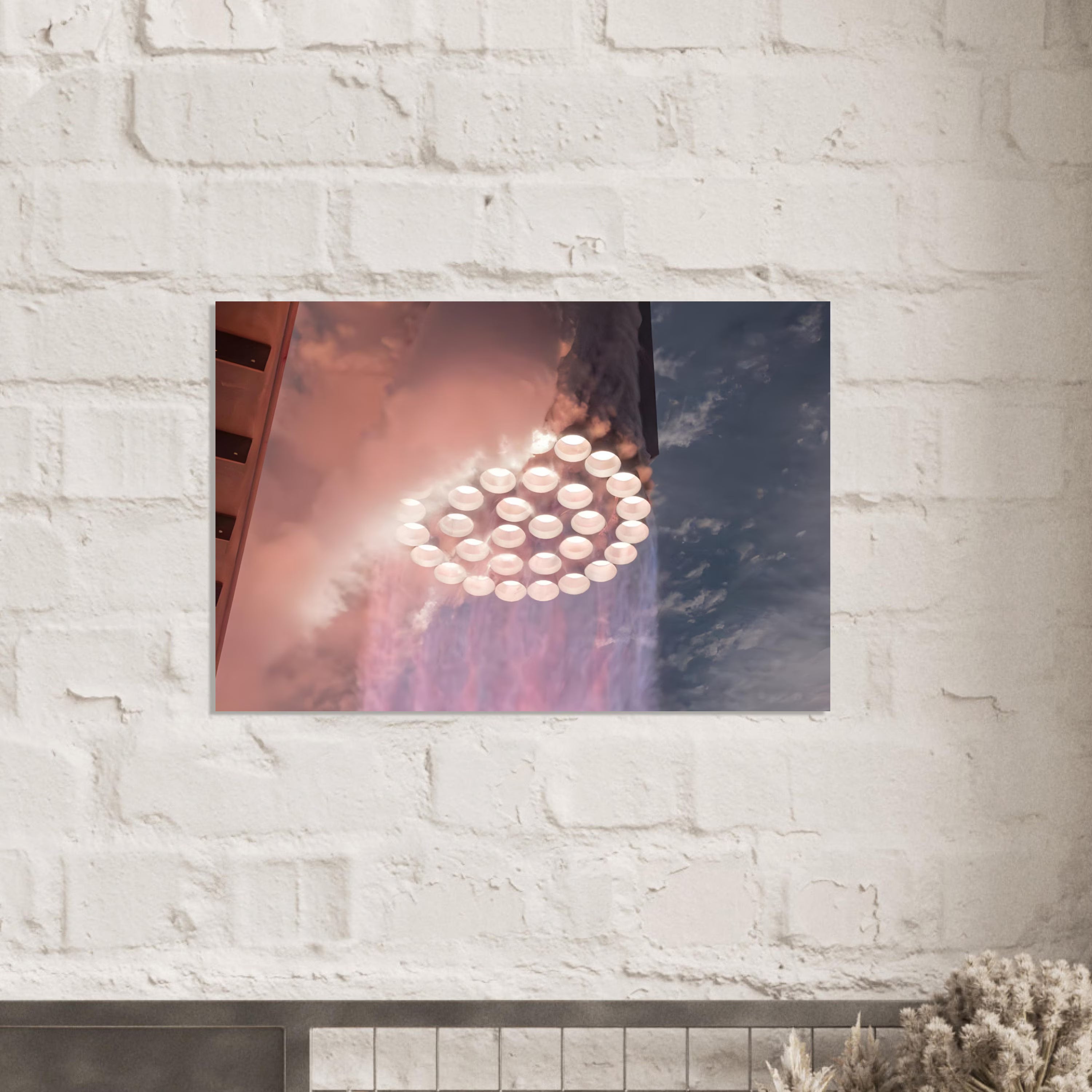 33 Raptor Engines Fire On Superheavy Rocket - Aluminium Poster