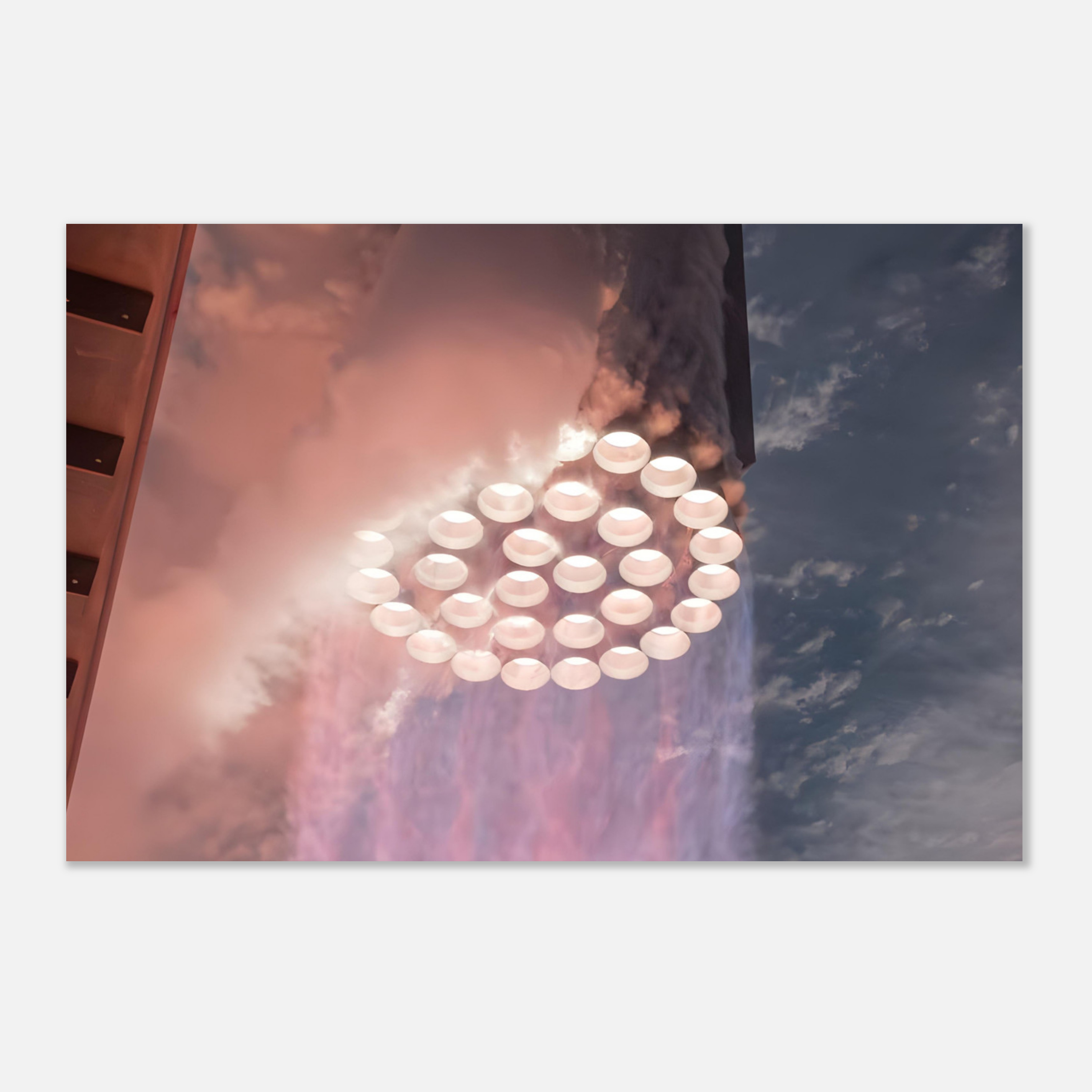 33 Raptor Engines Fire On Superheavy Rocket - Aluminium Poster