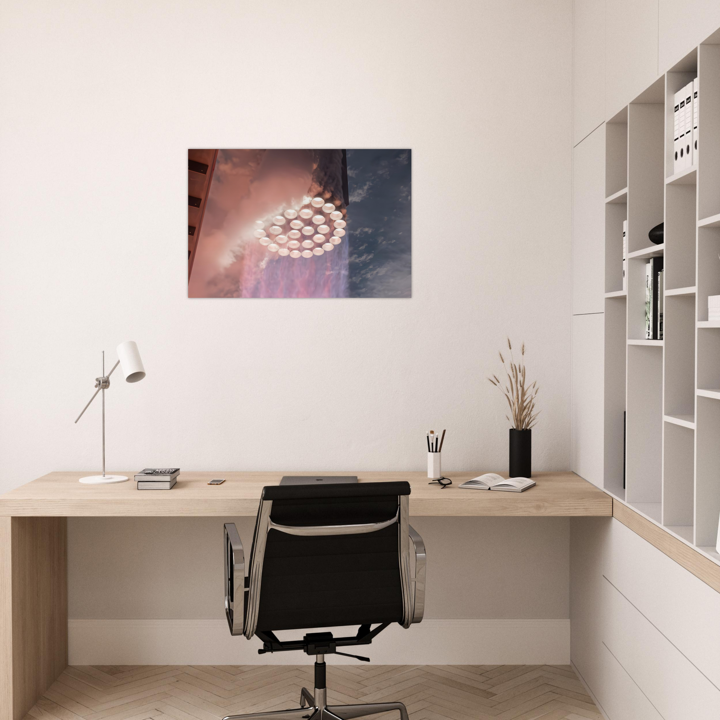 33 Raptor Engines Fire On Superheavy Rocket - Aluminium Poster