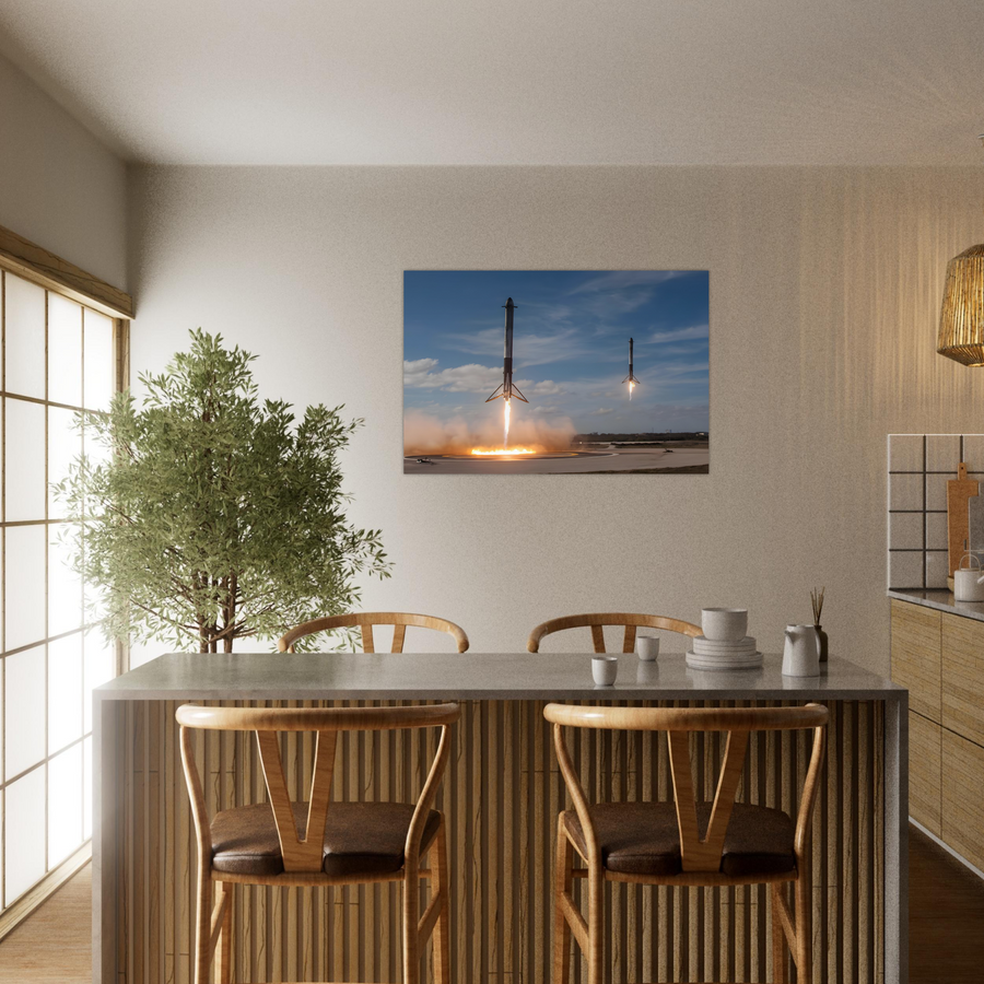 Dual SpaceX Falcon Heavy Landing - Aluminium Poster