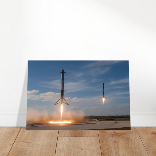 Dual SpaceX Falcon Heavy Landing - Aluminium Poster