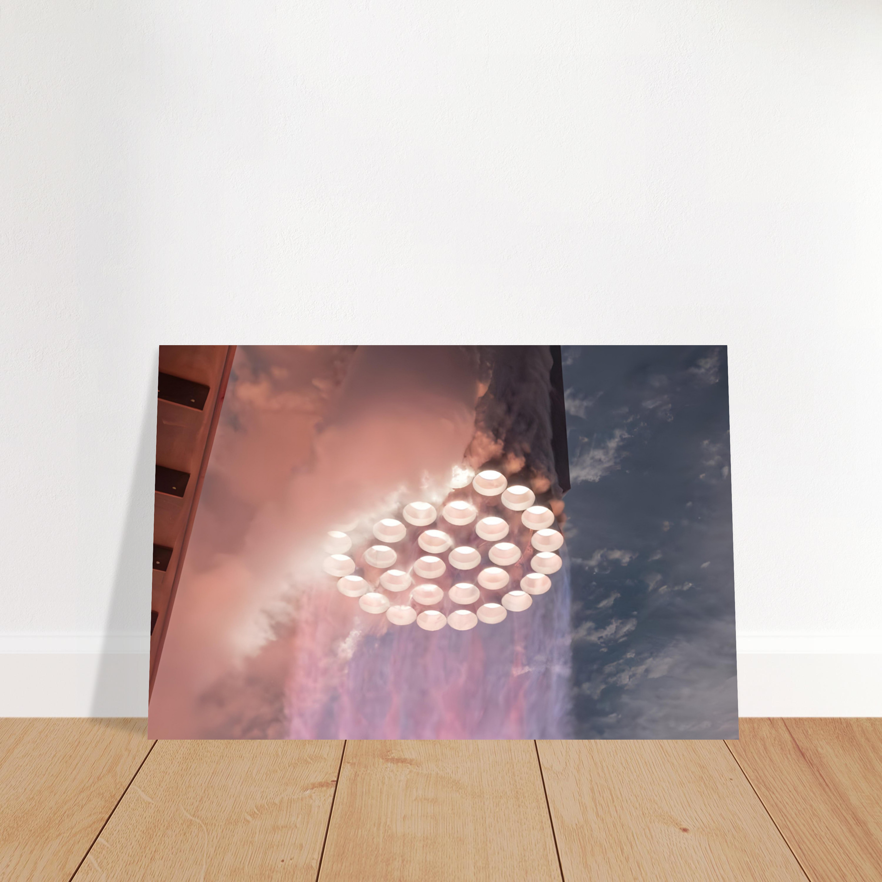 33 Raptor Engines Fire On Superheavy Rocket - Aluminium Poster